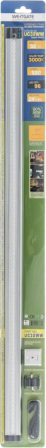Westgate Lighting LED Undercabinet Lights - Aluminium Housing with Powder Coat Finish (8W, 3000K Warm White)