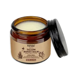 Whipped Beef Tallow and Honey Balm with Grass-Fed Beef Tallow, Manuka Honey, Olive Oil Natural Organic Face Moisturizer Body For Sensitive Skin Dry Skin 2 oz Unscented