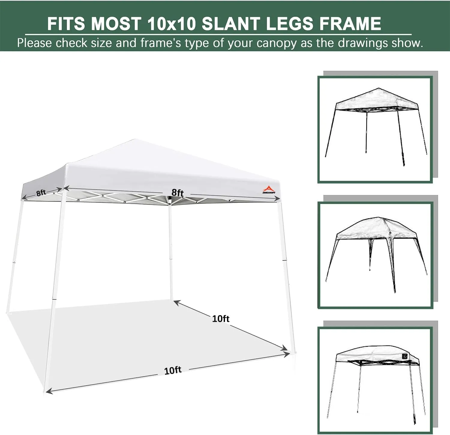 White SunWall for 10x10 Slant Leg Pop Up Canopy,3 Pack Sidewalls Only