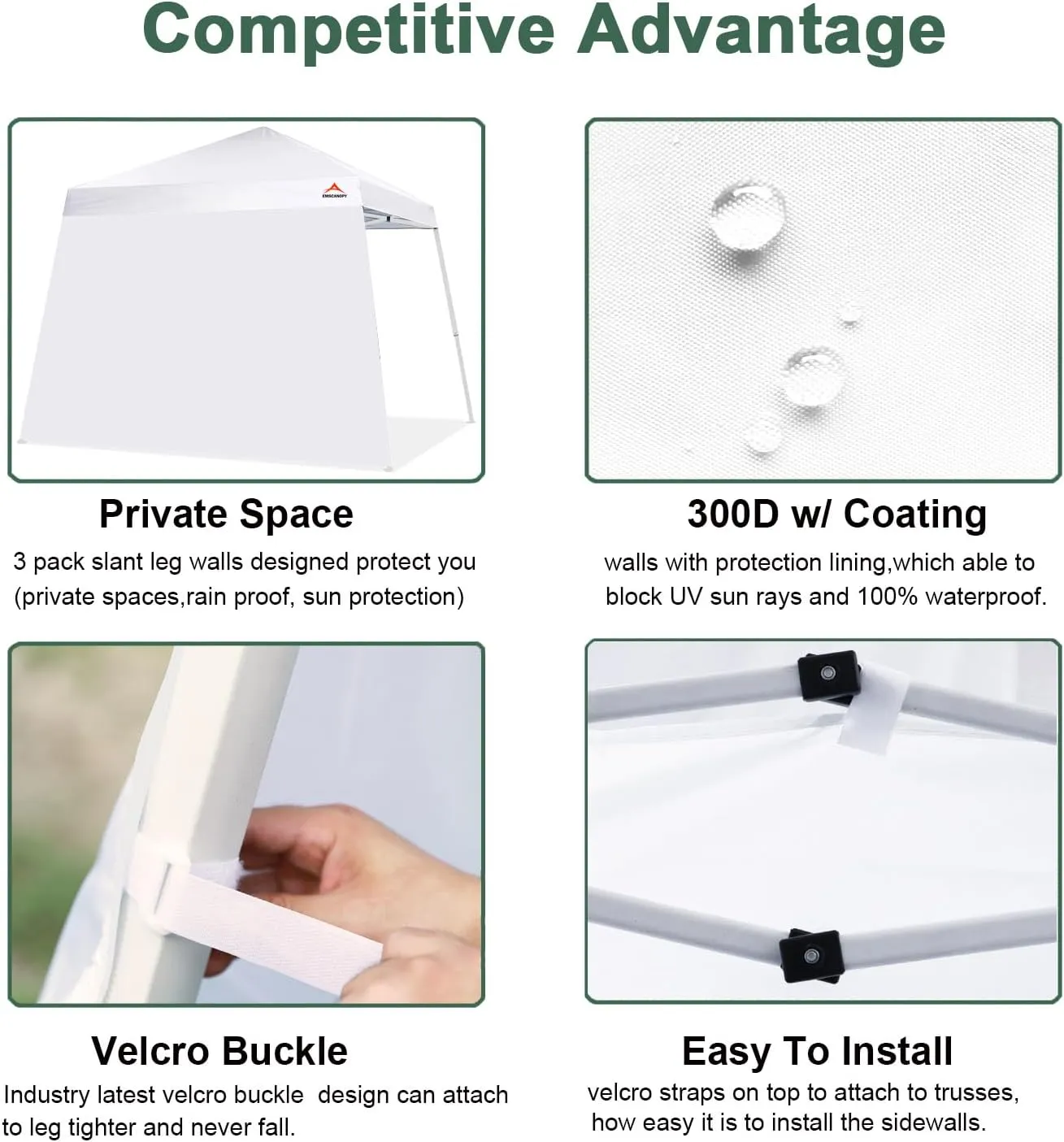 White SunWall for 10x10 Slant Leg Pop Up Canopy,3 Pack Sidewalls Only