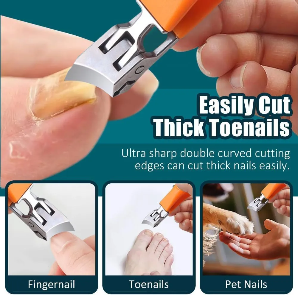 Wide Jaw Opening Anti-Splash Slanted Nail Clipper, Postulateh Nail Clippers, Super Sharp Oblique Nail Clippers, Ingrown Nail Clipper Toenail Clippers for Seniors Thick Toenails (2Colors)
