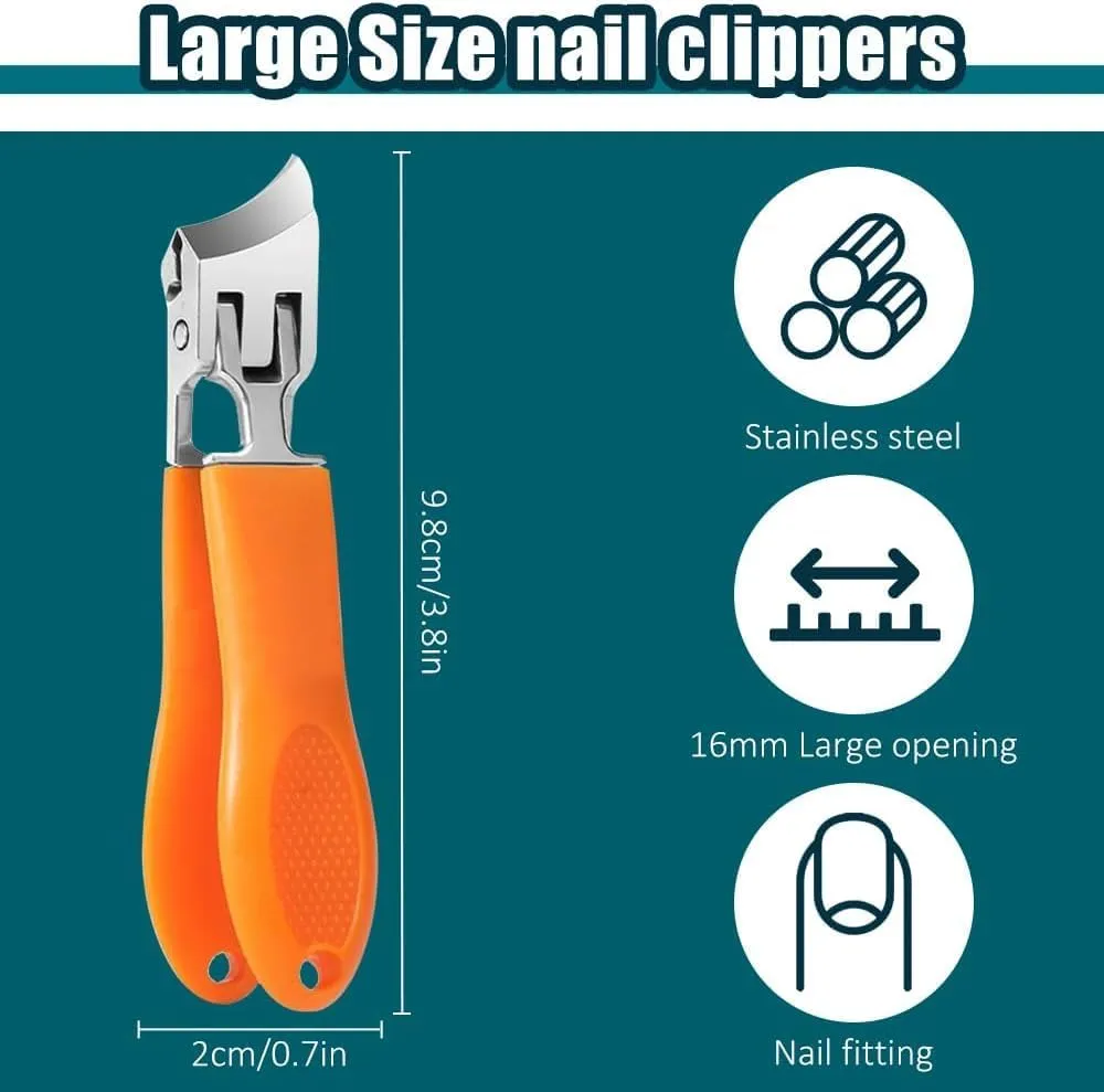 Wide Jaw Opening Anti-Splash Slanted Nail Clipper, Postulateh Nail Clippers, Super Sharp Oblique Nail Clippers, Ingrown Nail Clipper Toenail Clippers for Seniors Thick Toenails (2Colors)