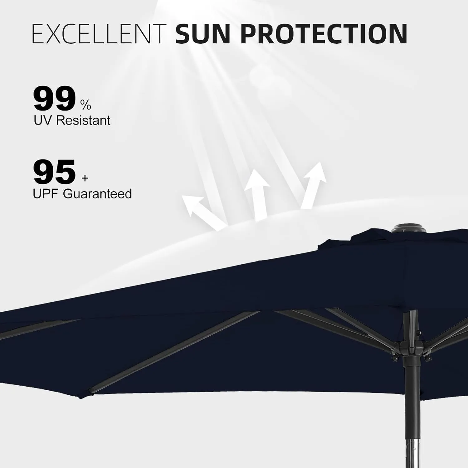 wikiwiki 10 FT Patio Umbrellas Outdoor Table Market Umbrella with Push Button Tilt/Crank, 8 Sturdy Ribs, Fade Resistant Waterproof POLYESTER DTY Canopy for Garden, Lawn, Backyard & Pool, Navy Blue