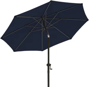wikiwiki 10 FT Patio Umbrellas Outdoor Table Market Umbrella with Push Button Tilt/Crank, 8 Sturdy Ribs, Fade Resistant Waterproof POLYESTER DTY Canopy for Garden, Lawn, Backyard & Pool, Navy Blue