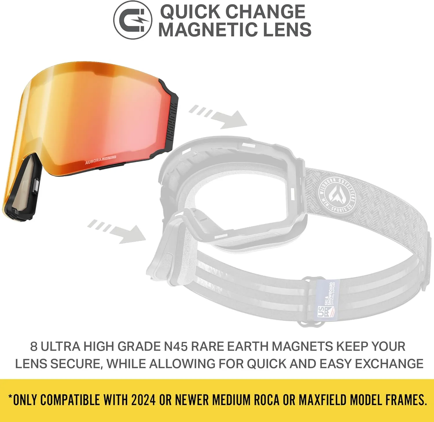 Wildhorn Outfitters Roca Ski Goggles Extra/Replacement Frameless Lens