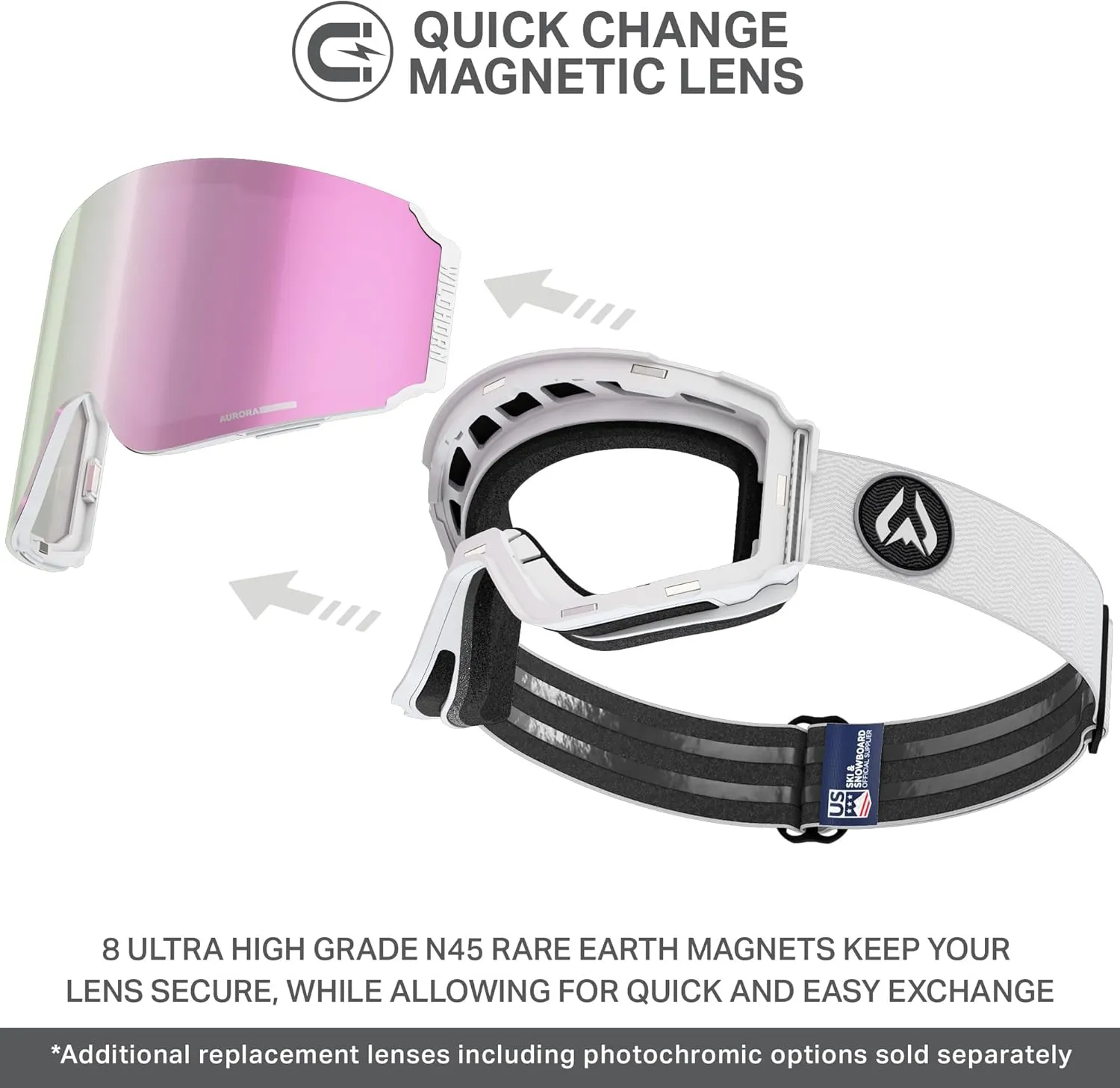 Wildhorn Roca Ski Goggles Men Women Anti-Fog/Scratch 100% UV-Magnetic Lens-Snowboard Snow Goggles Men Women Adult