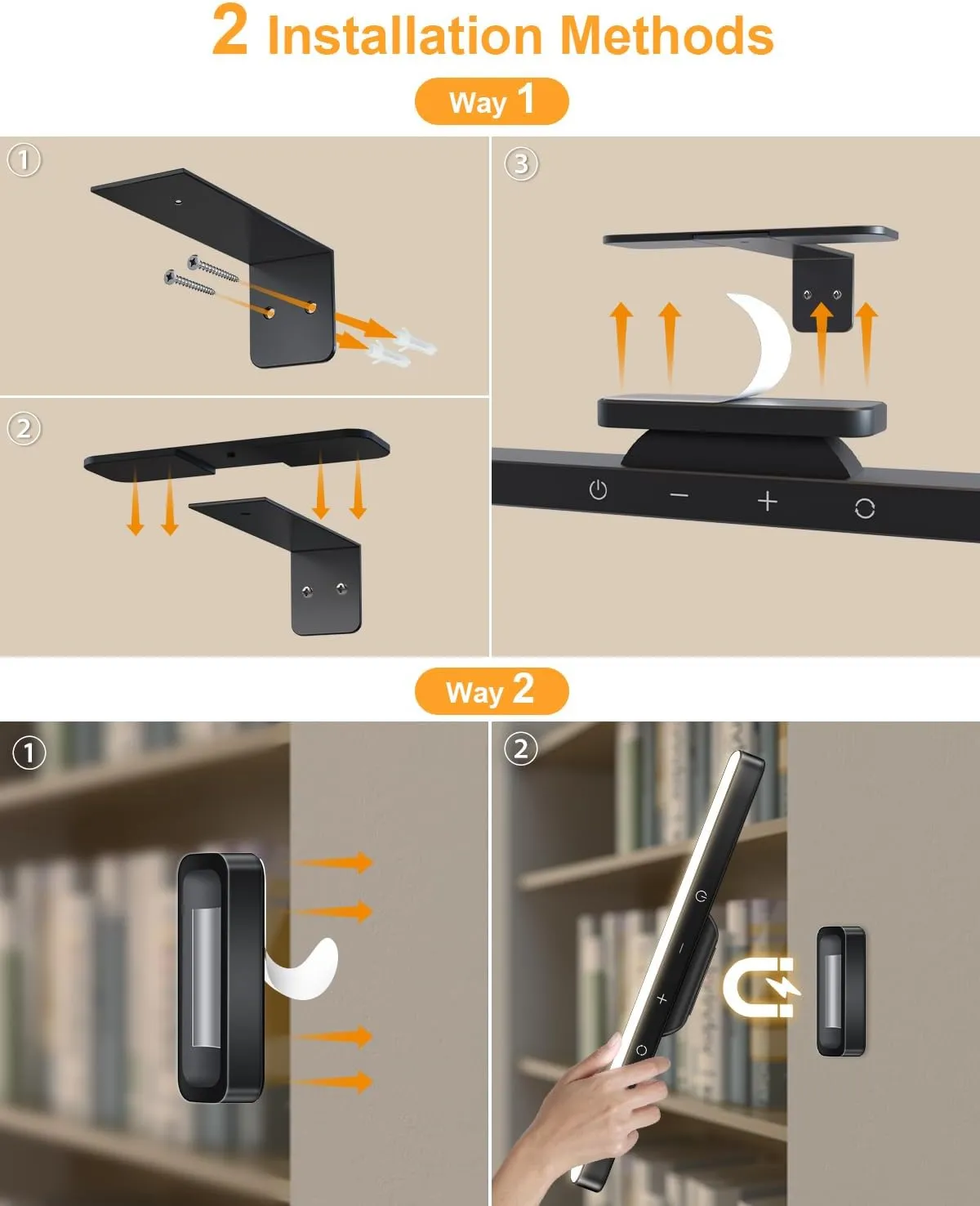 WILLED 5W Picture Lights, 3 Colors Rechargeable Battery Operated Picture Frame Lights, Poster Lights with Remote, Dimmable & Timer, Gallery Light, Art Display Lighting for Paintings Wireless, Black