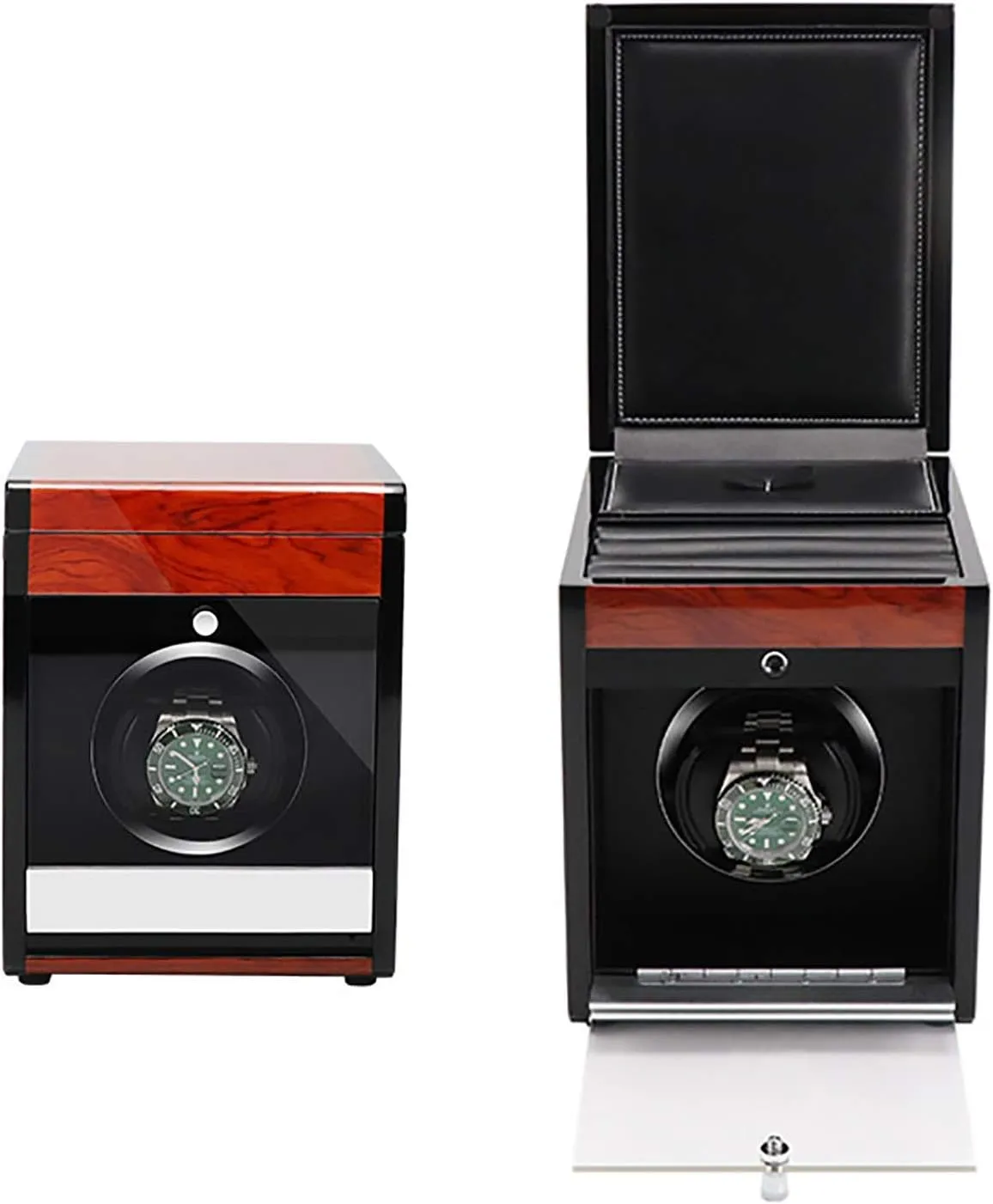 Winding Box Watch Winders - Wooden Watch Storage Case Smart Watches Winder with LED Light Mechanical Watch Automatic Shaker with Access Control Watch Winding Boxted