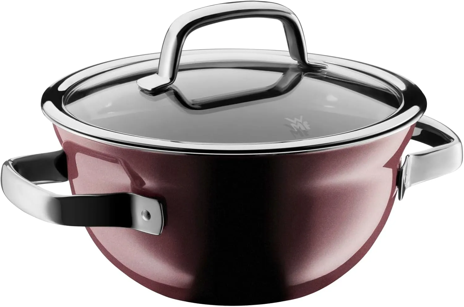 WMF Fusiontec Mineral Cooking Bowl with Glass Lid 20 cm Small Induction Pot 2.3 L High-Tech Ceramic Scratch-Resistant Red