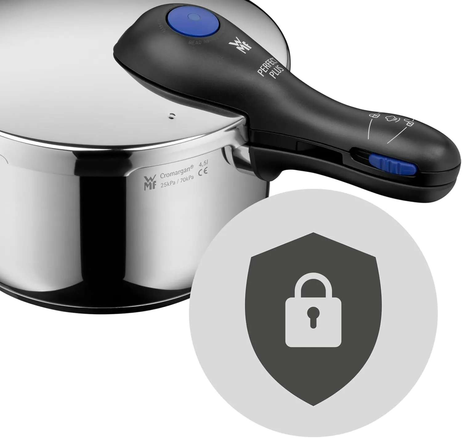 WMF Perfect Plus – Quick Cooker Ø 22 cm Diameter 4 Litres and a Half with Flame Protection Cromargan Stainless Steel for Induction