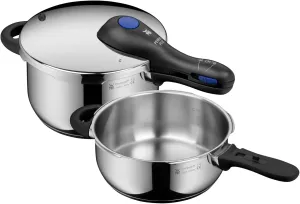 WMF Perfect Plus – Set with Quick Cooker Diameter 22 cm Diameter of 4 Litres and a Half   Body 3 Litres with Flame Protection, Cromargan Stainless Steel for Induction