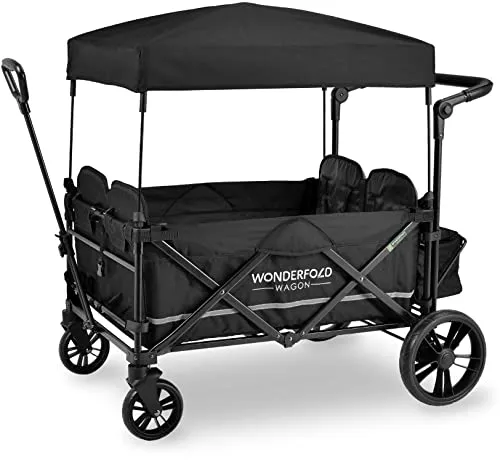 Wonderfold X4 Push & Pull Quad Stroller, 2023, Stealth Black