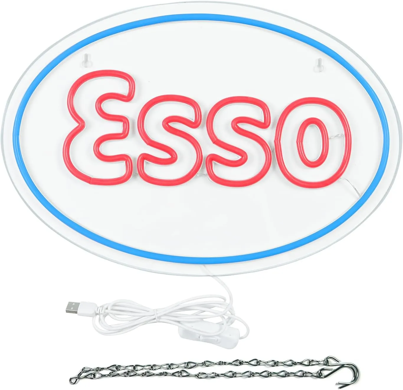 WonderfulLife Esso Neon Sign for Garage Decor,Led Signs for Bar Man Cave Wall Decor,Lube Store or Gasoline Station Display Lighting,Easy Hanging.