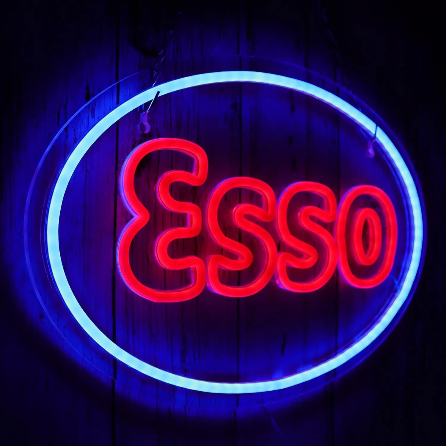 WonderfulLife Esso Neon Sign for Garage Decor,Led Signs for Bar Man Cave Wall Decor,Lube Store or Gasoline Station Display Lighting,Easy Hanging.