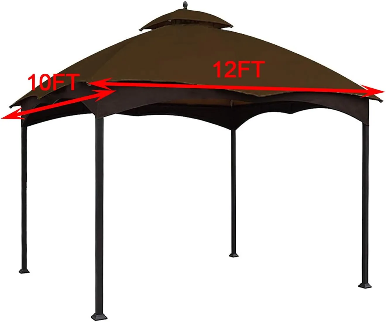 Wonwon Gazebo Replacement Canopy Top Cover 10X12 Double Tiered Canopy Roof for Lowe's Allen Roth Gazebo Model #GF-12S004BTO/GF-12S004B-1 (Brown)