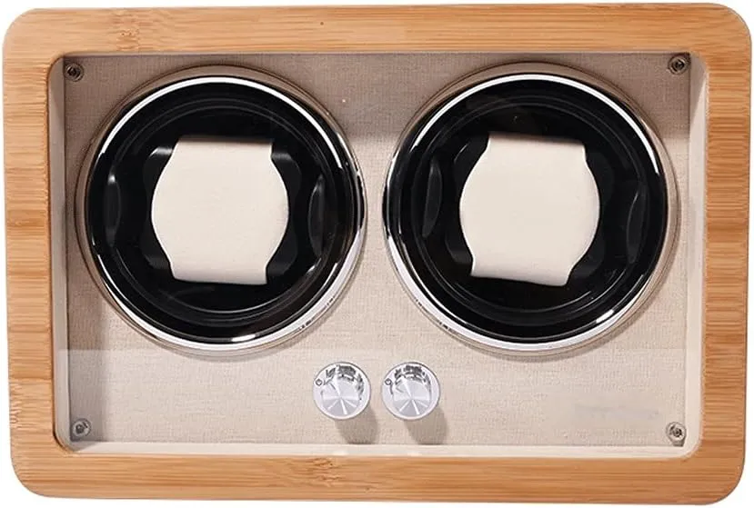 Wood Mechanical Watch Winder, Acrylic Glass, Silent&noiseless, Environmentally Friendly Materials, Double Watch Shaker Watch Winder Display Watch Box Case Watch Storage