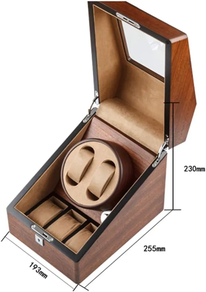Wooden Automatic Watch Winding Box, Mechanical Watch Shaking Table Turning Device, Watch Jewelry Storage Box Anti-Magnetic Silent Motor, Automatic Watch Shaking Device, Glass sunroof Watch Display b