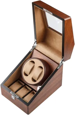 Wooden Automatic Watch Winding Box, Mechanical Watch Shaking Table Turning Device, Watch Jewelry Storage Box Anti-Magnetic Silent Motor, Automatic Watch Shaking Device, Glass sunroof Watch Display b