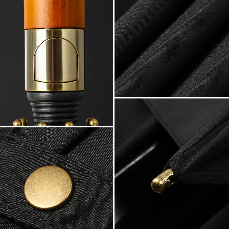 Wooden Long Handle Umbrella – Classic & Windproof ☔