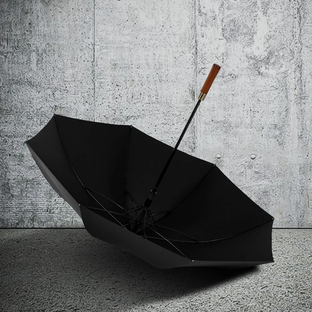 Wooden Long Handle Umbrella – Classic & Windproof ☔