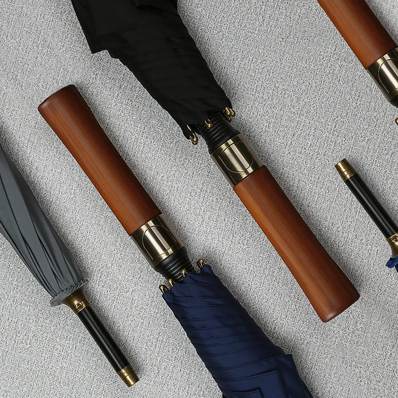 Wooden Long Handle Umbrella – Classic & Windproof ☔