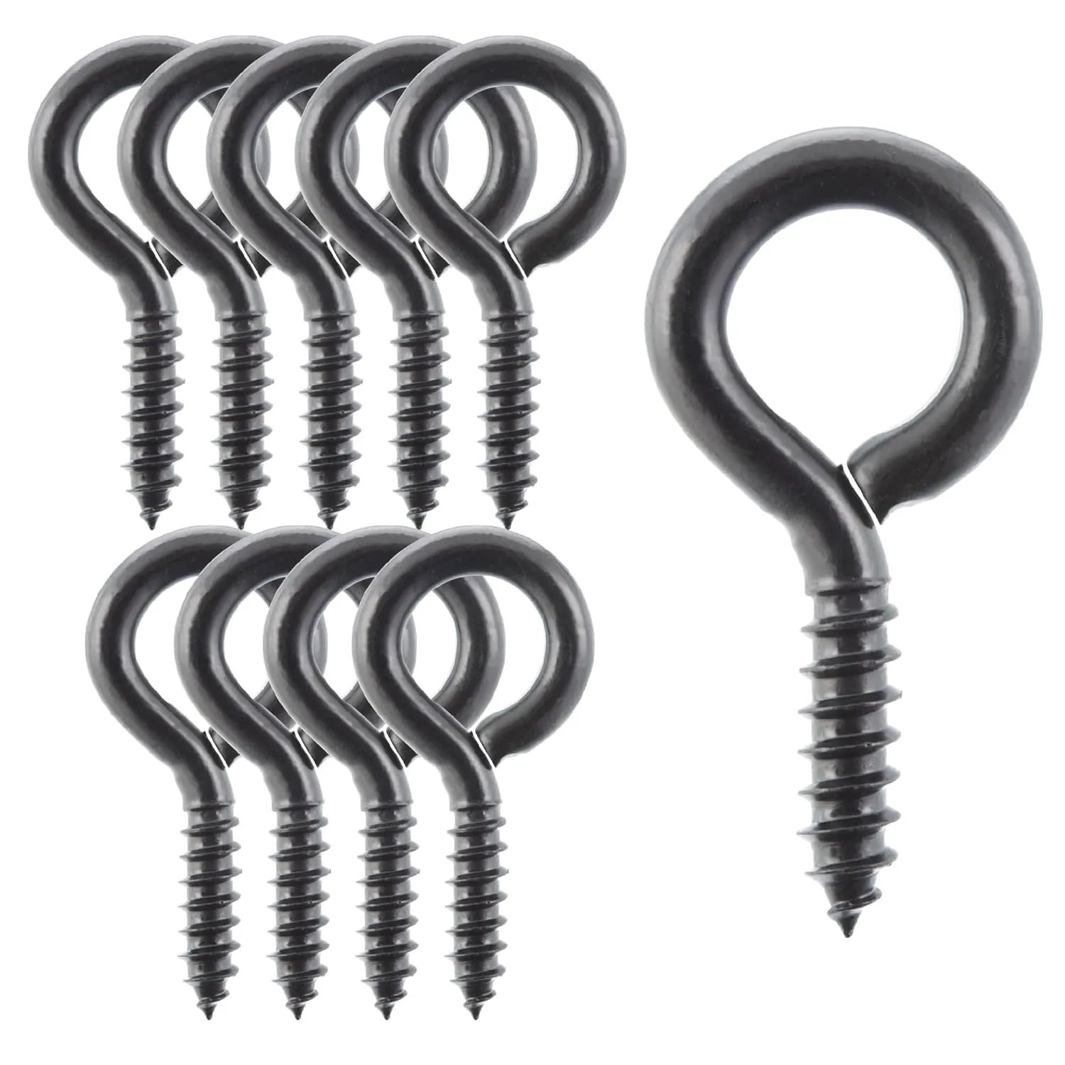 Wright Products Screw Eye, 10-Pack, 2.87 inch x .37 inch - Heavy-Duty, Weather Resistant for Indoor or Outdoor Use, for Hanging Plants, DIY Projects, Home Improvement -Matte Black