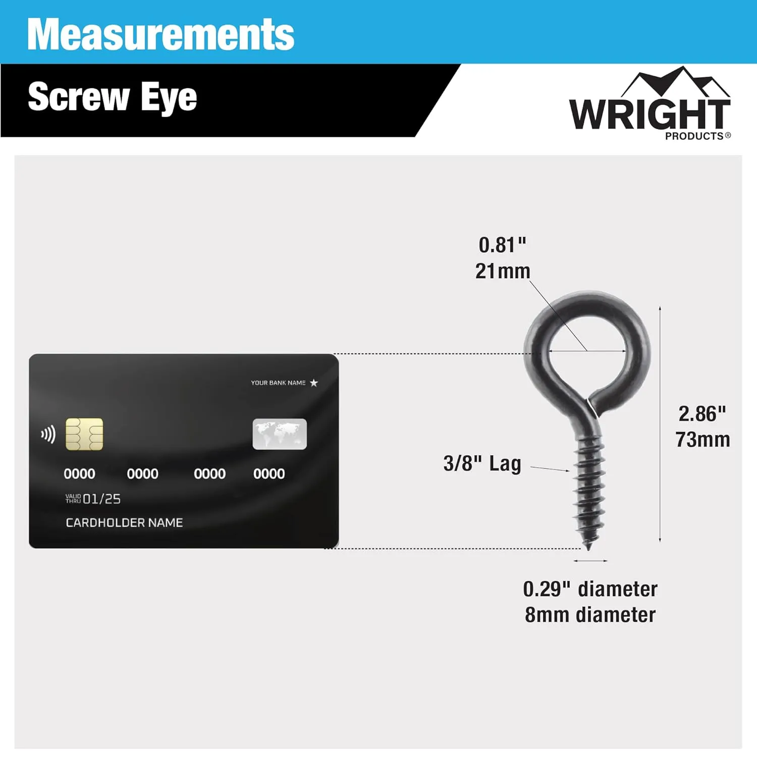 Wright Products Screw Eye, 10-Pack, 2.87 inch x .37 inch - Heavy-Duty, Weather Resistant for Indoor or Outdoor Use, for Hanging Plants, DIY Projects, Home Improvement -Matte Black