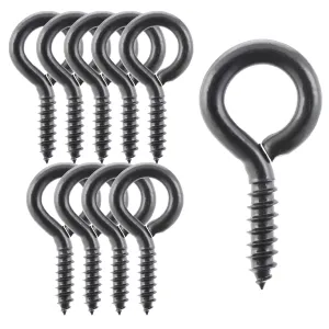 Wright Products Screw Eye, 10-Pack, 2.87 inch x .37 inch - Heavy-Duty, Weather Resistant for Indoor or Outdoor Use, for Hanging Plants, DIY Projects, Home Improvement -Matte Black