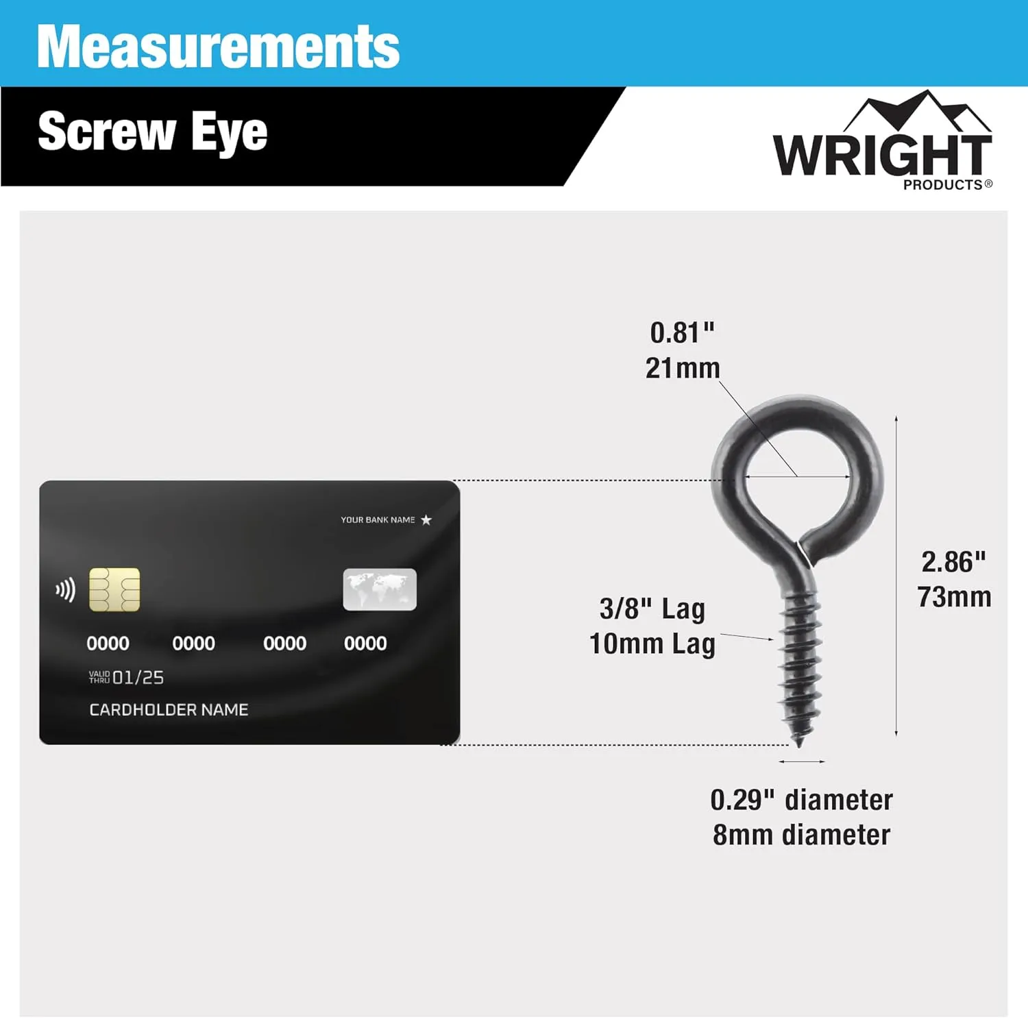 Wright Products Screw Eye, 10-Pack, 2.87 inch x .37 inch - Heavy-Duty, Weather Resistant for Indoor or Outdoor Use, for Hanging Plants, DIY Projects, Home Improvement -Matte Black