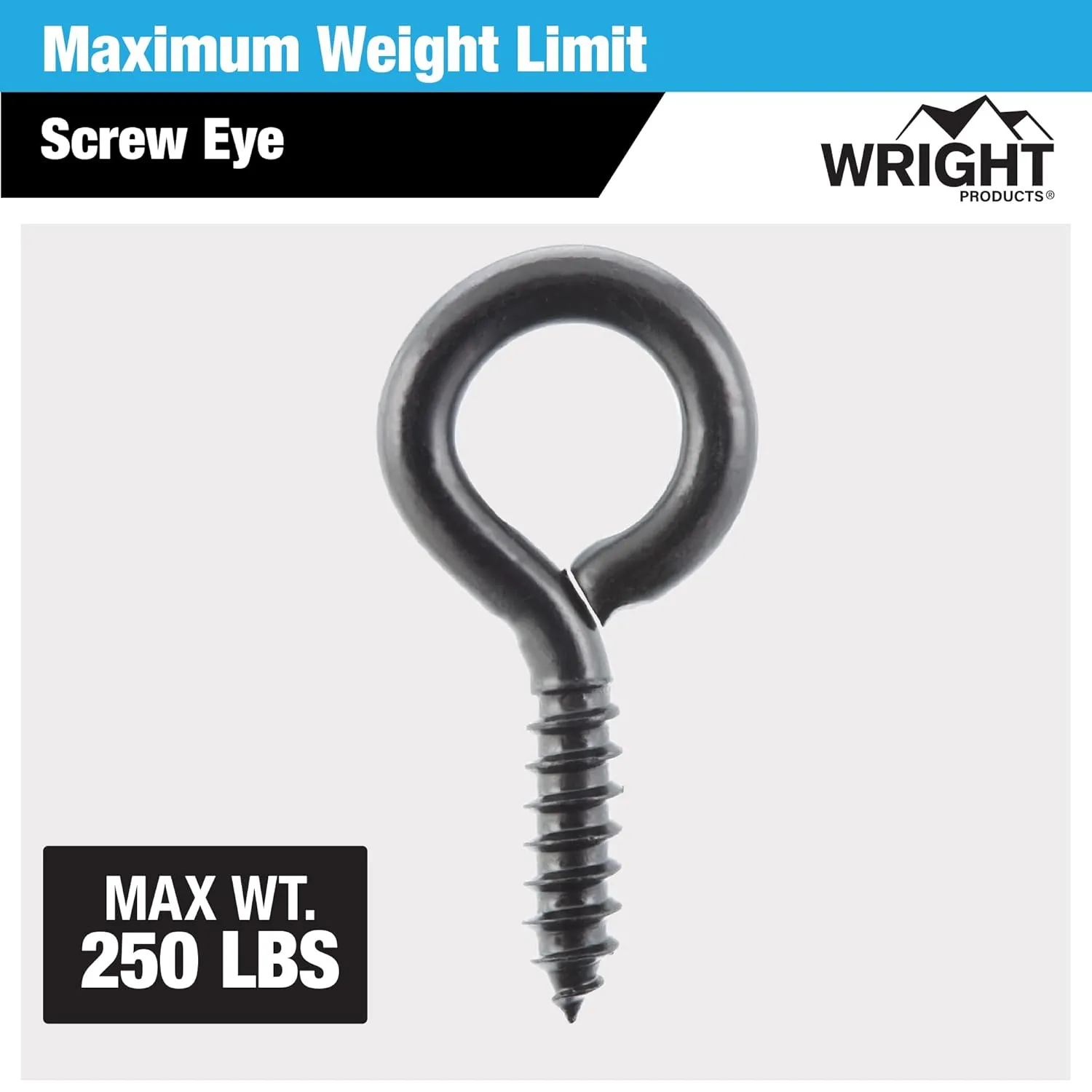 Wright Products Screw Eye, 20-Pack, 2.87 inch x .37 inch - Heavy-Duty, Weather Resistant for Indoor or Outdoor Use, for Hanging Plants, DIY Projects, Home Improvement -Matte Black