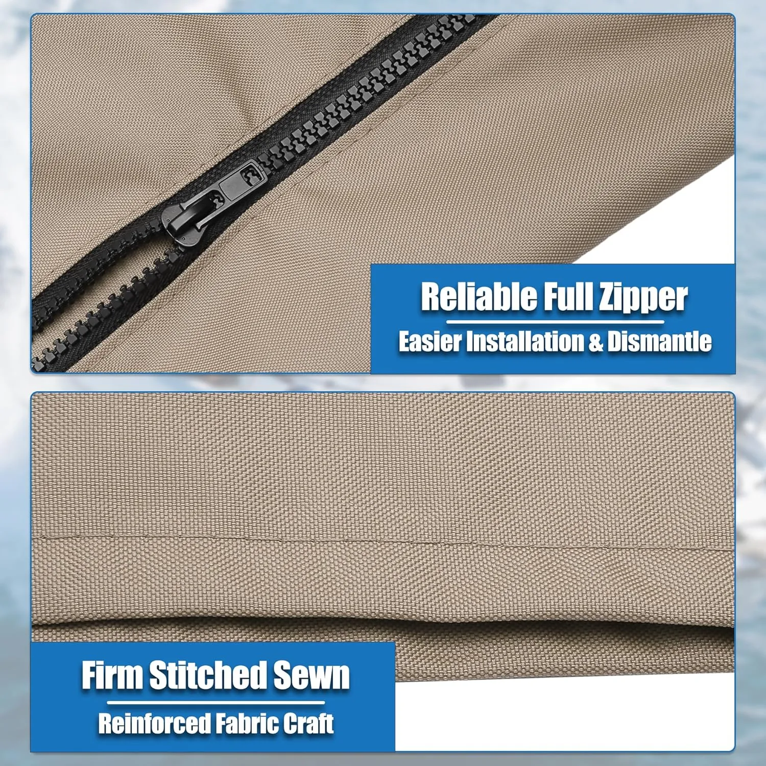 X AUTOHAUX Square Frame Bimini Top Storage Boot Cover with 2 Fixed Straps Waterproof Boat Bimini Storage Bag 600D Polyester Canvas Sun Resist Universal for 3 Bow 4 Bow 1 Set