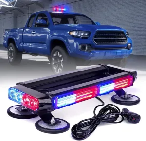 Xprite Red Blue COB LED Strobe Rooftop Flashing Light Bar Double Side Hazard Warning Beacon Police Lights w/Magnetic Base for Emergency Safety Vehicles Trucks Firefighter Traffic Cars