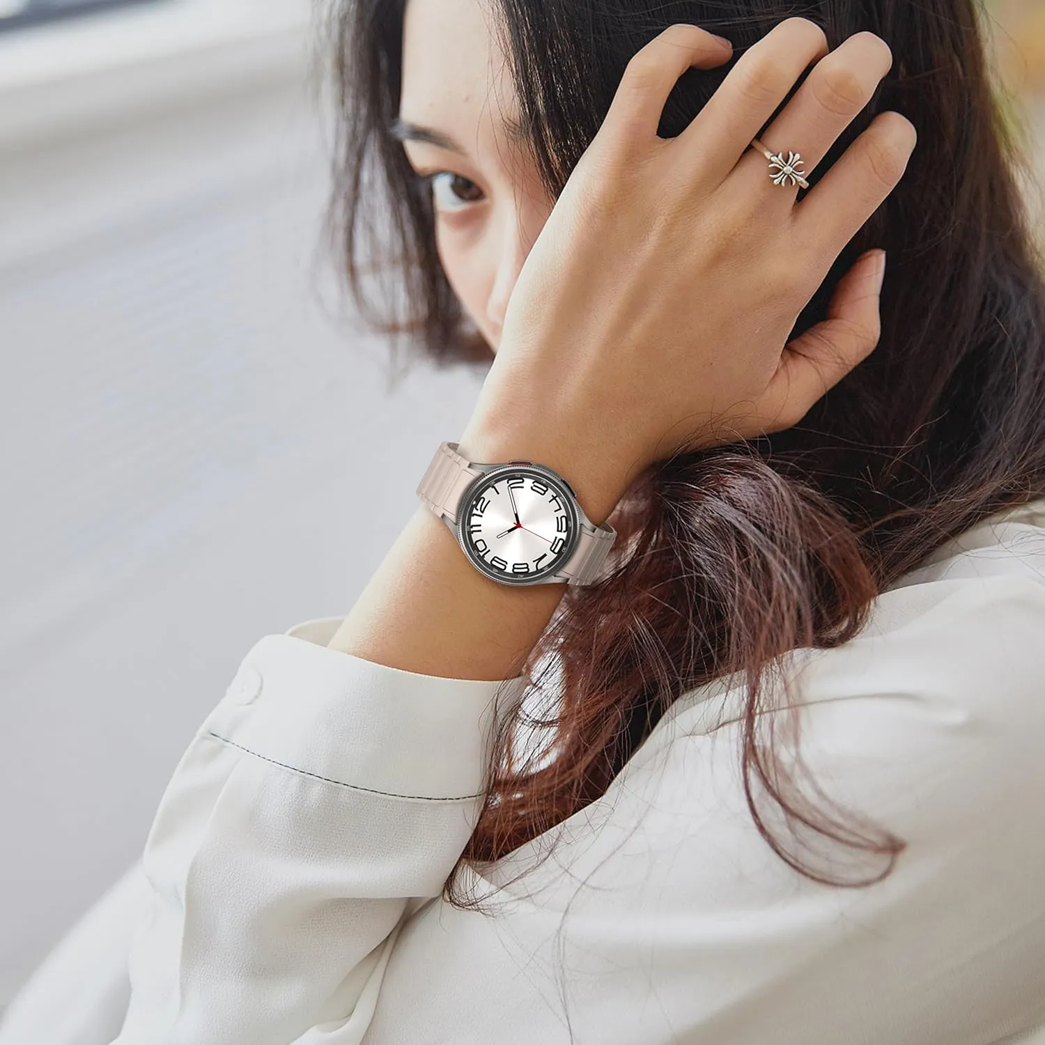 XRY Compatible with Samsung Galaxy Watch 6/Galaxy Watch 5/Galaxy Watch 4 Band 40mm 44mm, Galaxy Watch 5 Pro/Watch 4 6 Classic/Watch 3/Active 2, 20mm silicone Magnetic Strap Women Men