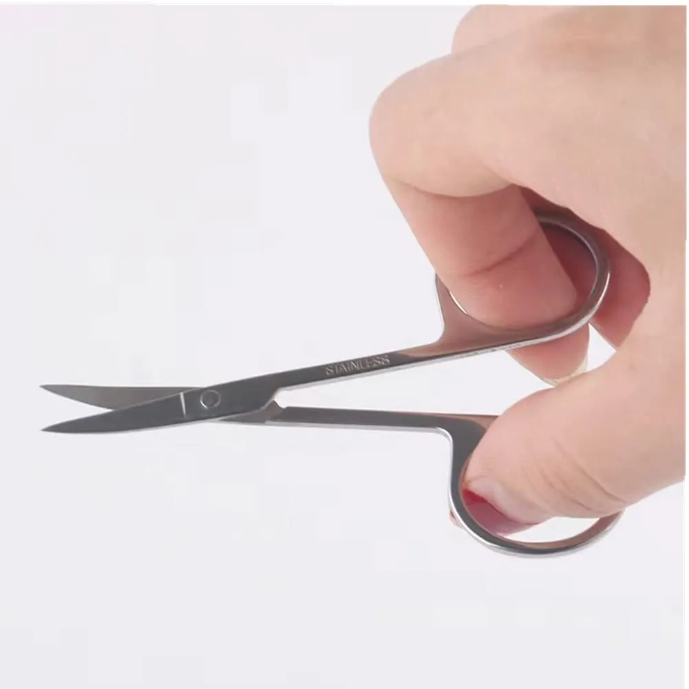 XUJINCN Small Scissors, 3.5in Beauty Scissors,for Personal Facial Hair Grooming ，Curved and Round Design, for Trim Men/Women Eyebrows Trimming, Eyelashes,Nose Hair, Ear, Mustache 3 Pack