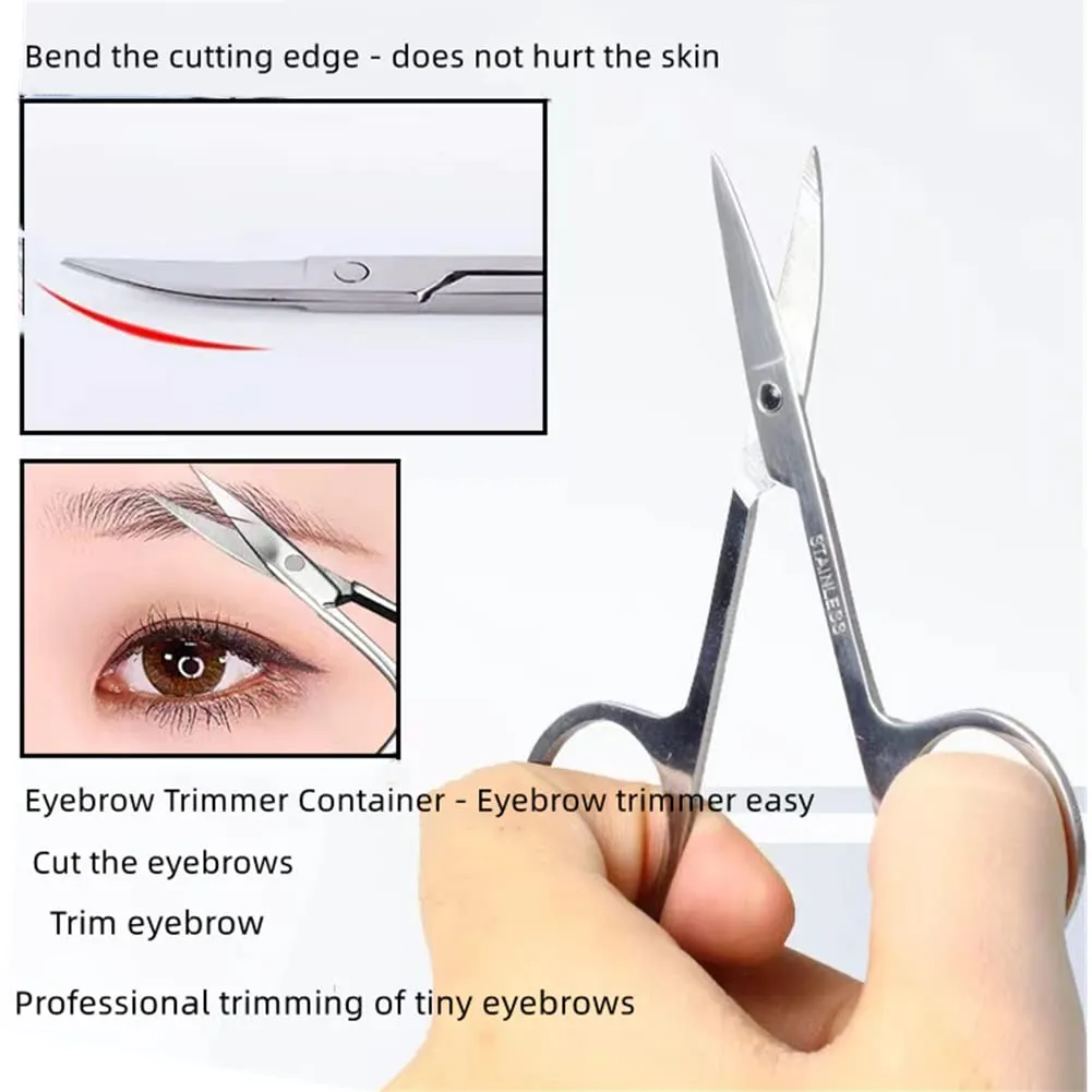 XUJINCN Small Scissors, 3.5in Beauty Scissors,for Personal Facial Hair Grooming ，Curved and Round Design, for Trim Men/Women Eyebrows Trimming, Eyelashes,Nose Hair, Ear, Mustache 3 Pack