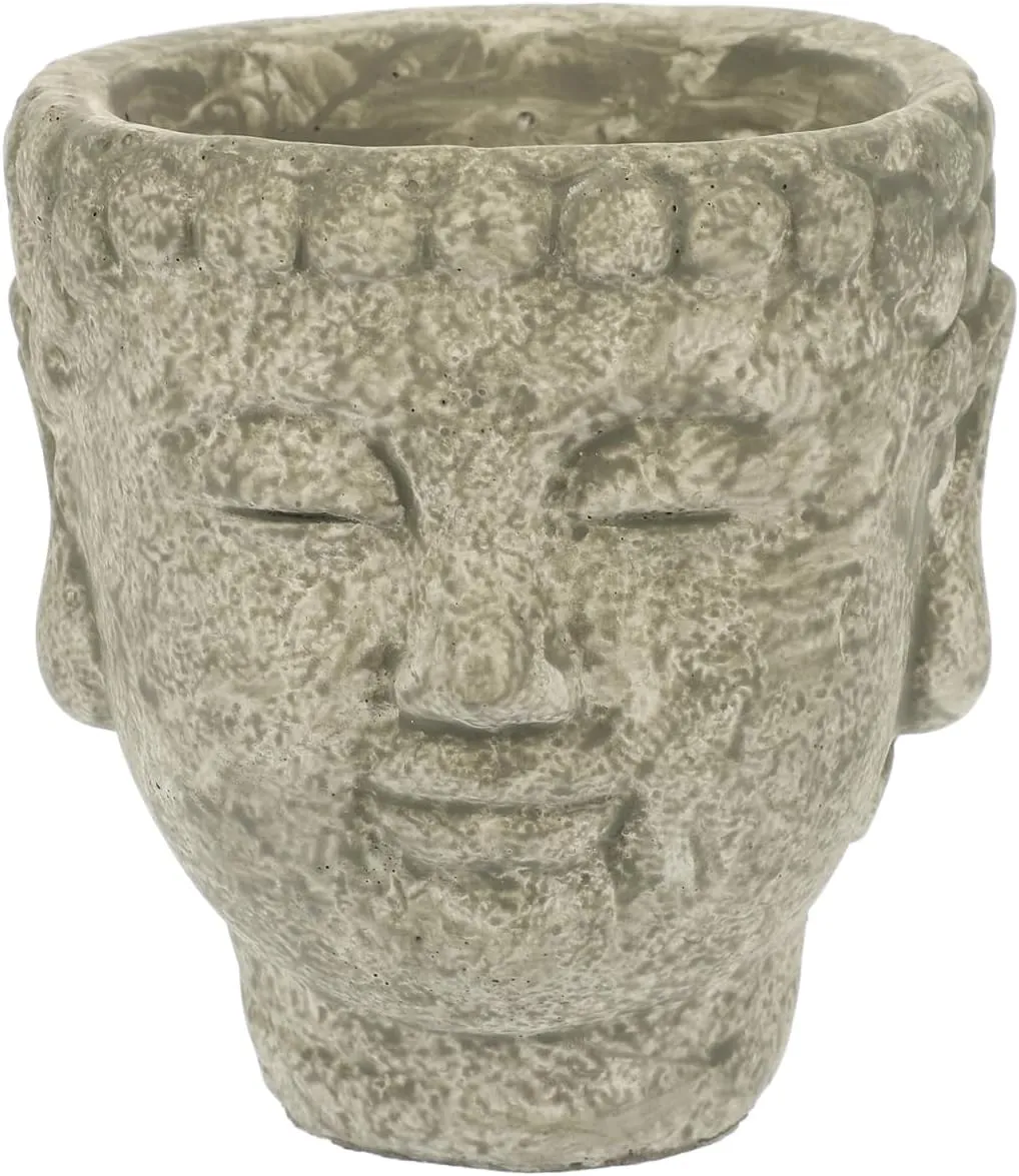 Yardwe Buddha Planter Pot - Cement Succulent Pot for Indoor and Outdoor Zen Garden Decoration, Meditation Buddha Statue Flowerpot for Home, Office, and Room (Grey, 5.11 X 4.72 X 4.72 Inches)