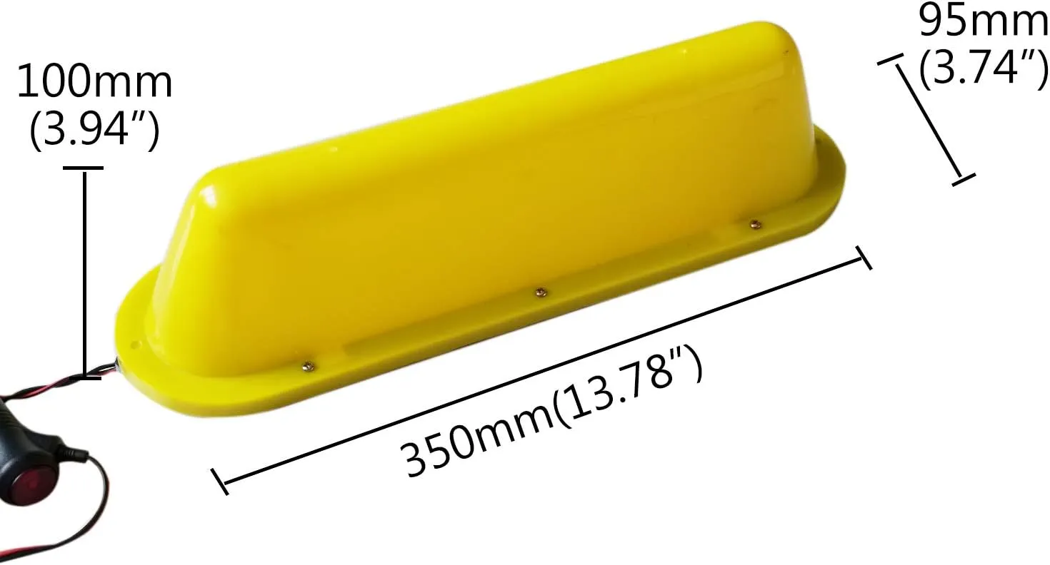 Yellow Shell LED 12V Car Taxi Cab Roof Top Sign Light Lamp Magnetic with 3m Cigarette Lighter Power Cords