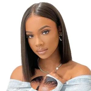 yosly Short Stright Bob Wig Human Hair Glueless Wigs Human Hair Pre Plucked Pre Cut 5x5 HD Lace Closure Wigs Human Hair Middle Part Glueless Wigs Human Hair For Black Women Natural Color 12inch
