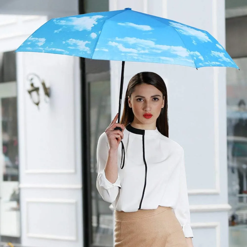 YumSur Compact Travel Umbrella - Windproof, Reinforced Canopy, Tested in 60mph Winds, Strong Reinforced Windproof Umbrella, One Touch Auto Open/Close for Men & Women