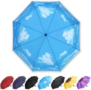 YumSur Compact Travel Umbrella - Windproof, Reinforced Canopy, Tested in 60mph Winds, Strong Reinforced Windproof Umbrella, One Touch Auto Open/Close for Men & Women