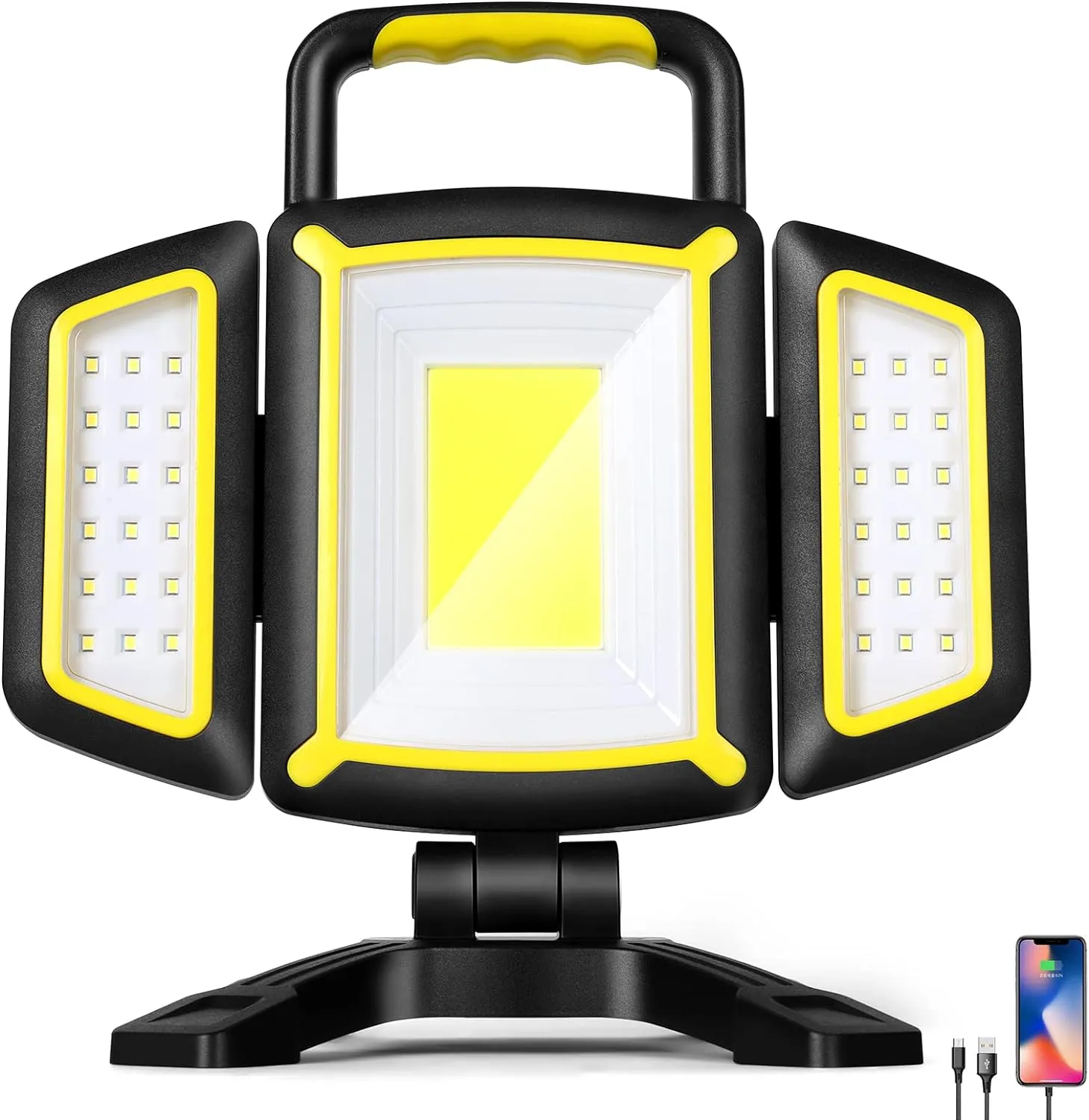 Yzoni Magnetic Light, Portable LED Work Light with 5 Light Modes, Magnetic Base Rechargeable Battery Operated COB Flashlight, Hold to Dim Flood Light for Car Repairing, Camping