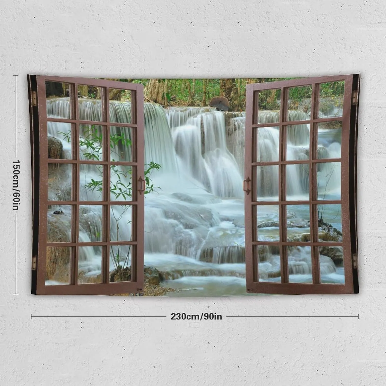 ZhiRain Nature Forest Landscape Tapestry Wall Hanging Waterfall Bamboo Japanese Style Garden Jungle Stream Tapestries Home Decor for Living Room Bedroom Apartment Farmhouse Dorm 60"x90"