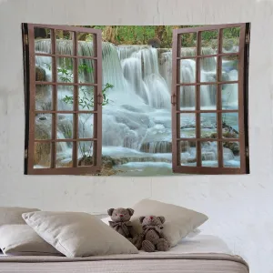 ZhiRain Nature Forest Landscape Tapestry Wall Hanging Waterfall Bamboo Japanese Style Garden Jungle Stream Tapestries Home Decor for Living Room Bedroom Apartment Farmhouse Dorm 60"x90"