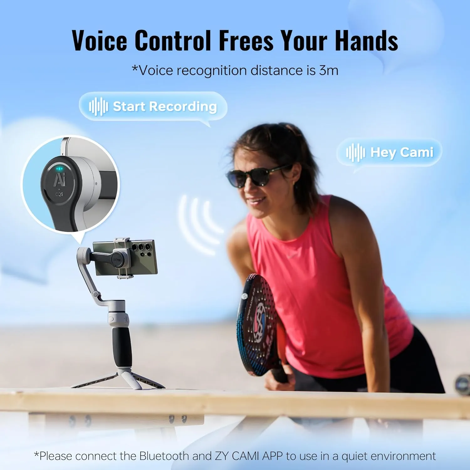 ZHIYUN CINEPEER CQ5 Combo 3-Axis Stabilizer for iPhone, Android Smartphones with AI Face Tracking, Fill Light, Compact & Portable, 11-Hour Battery