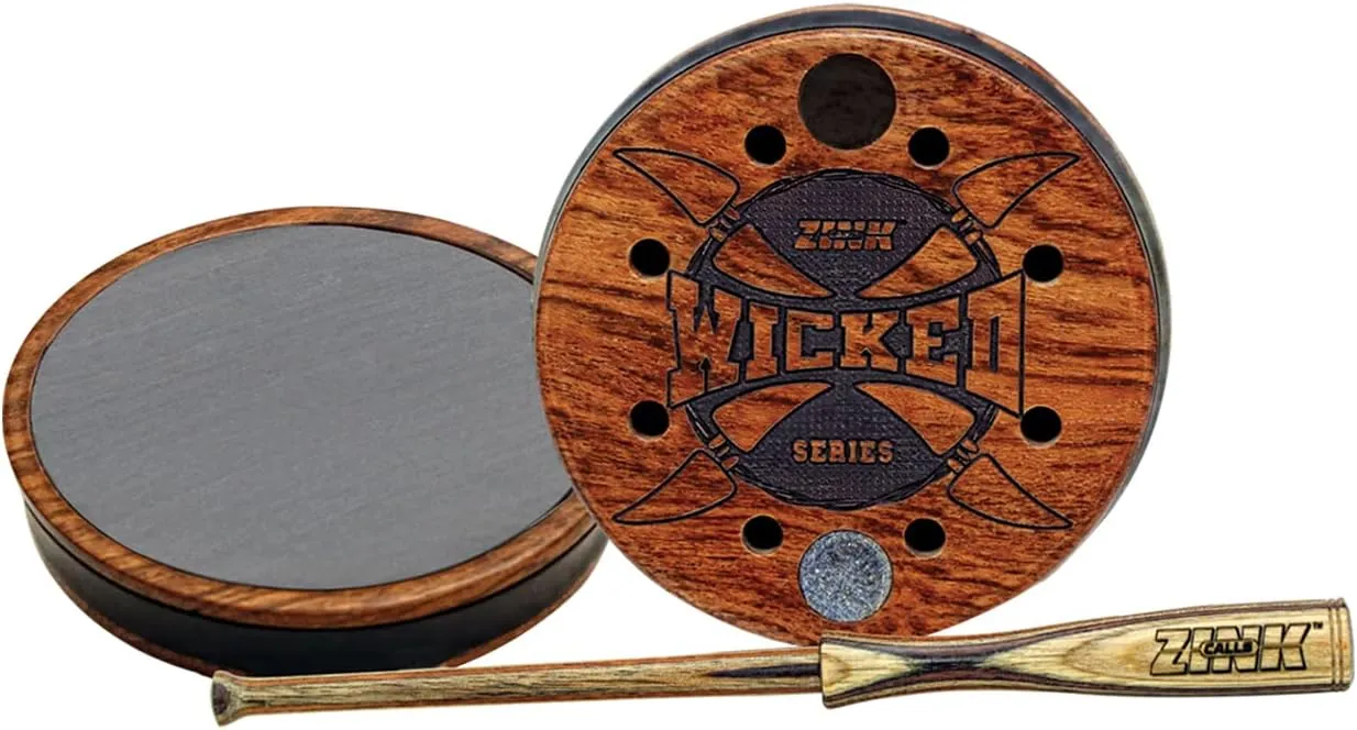 Zink Wicked Series Hunting Pot Turkey Call | Wood/Acrylic Durable Weatherproof Traditional Design Hand-Tuned Soft Close-Range Calling, Slate