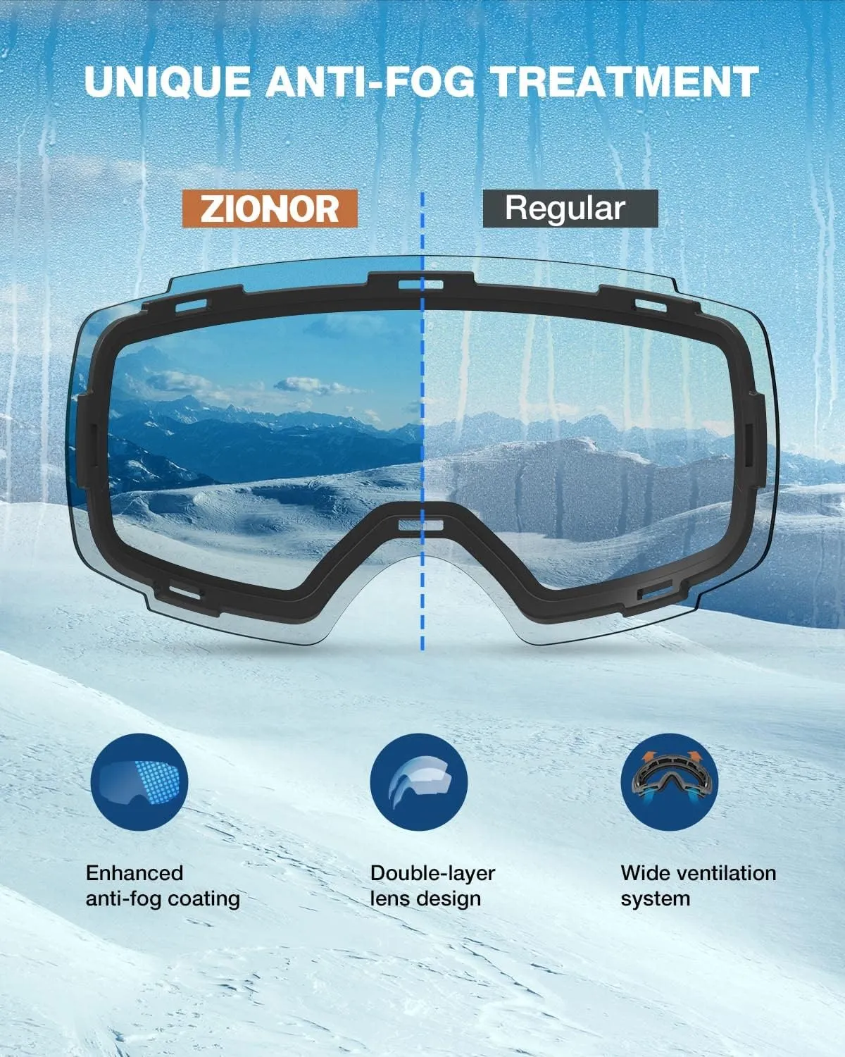 ZIONOR X4 Ski Goggles Magnetic Lens - Snowboard Goggles for Men Women Adult - Snow Goggles Anti-fog UV Protection
