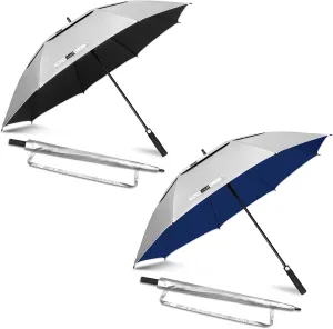 ZOMAKE 51" Large Golf Umbrella UV Protection - Double Canopy Vented Golf Umbrellas Oversize for Rain Windproof Automatic Sun Blocking Umbrella Golf Push Cart Umbrella for Men(Silver Black&Blue)