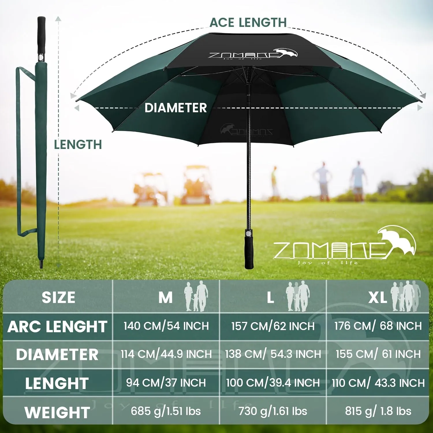 ZOMAKE 62/68 Inch Golf Umbrella Extra Large Oversized Umbrella Windproof Automatic Open with Double Canopy Vented for Rain