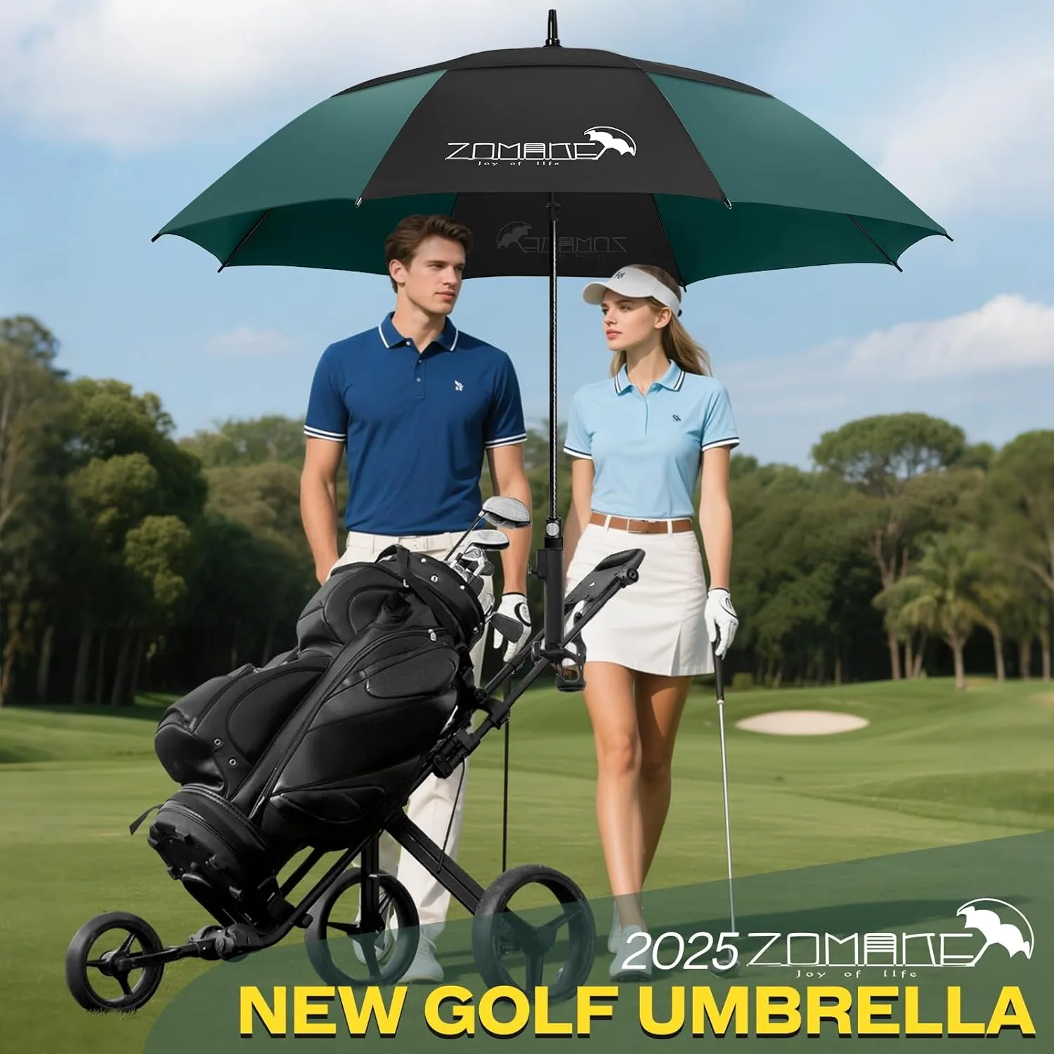 ZOMAKE 62/68 Inch Golf Umbrella Extra Large Oversized Umbrella Windproof Automatic Open with Double Canopy Vented for Rain