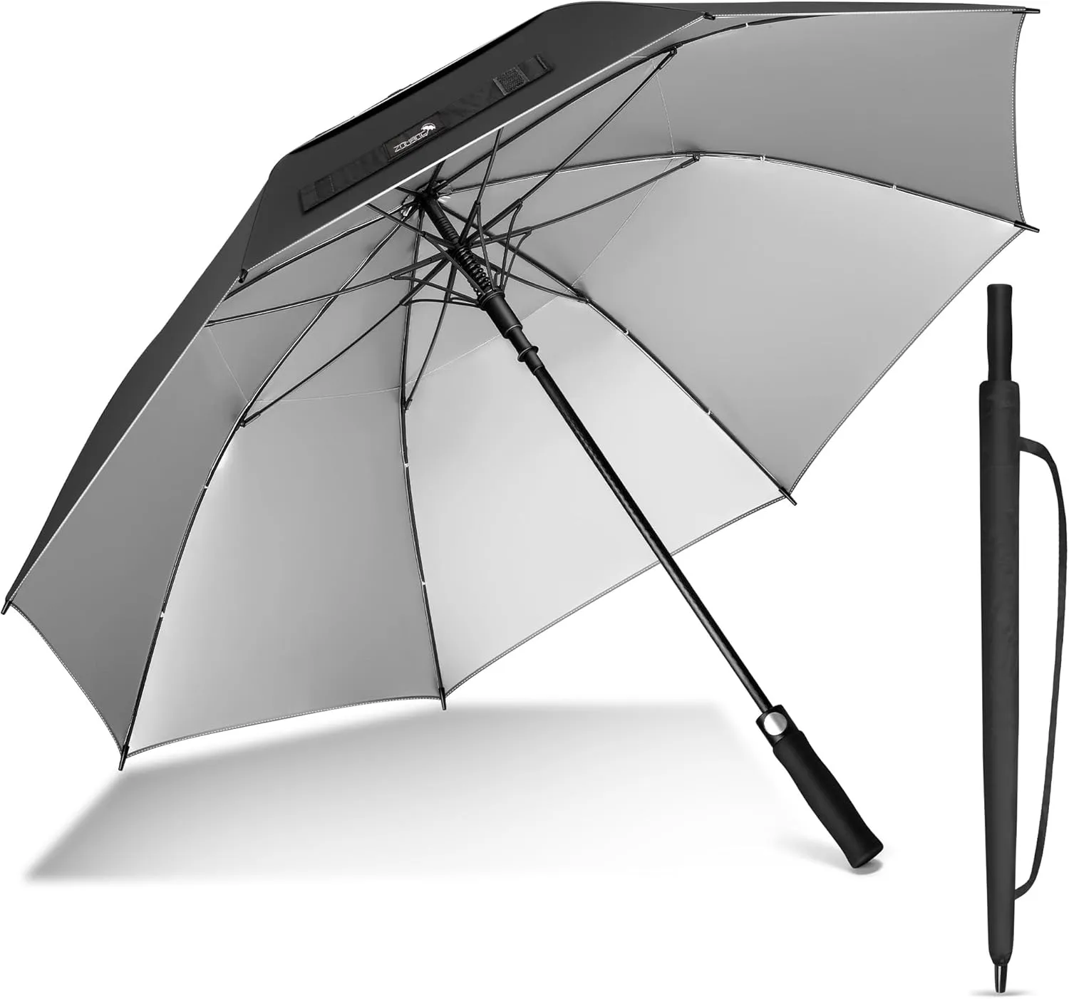 ZOMAKE 62/68" Windproof Golf Umbrella UV Protection, Automatic Oversize Golf Umbrellas Double Canopy Vented Sun Blocking Push Cart for Rain Sun